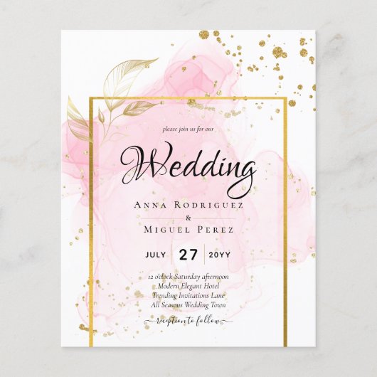 PINK GOLD WEDDING Alcohol Inkt Abstract (Voorkant)