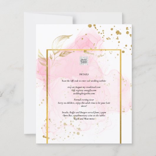 PINK GOLD WEDDING Alcohol Inkt Abstract (Achterkant)