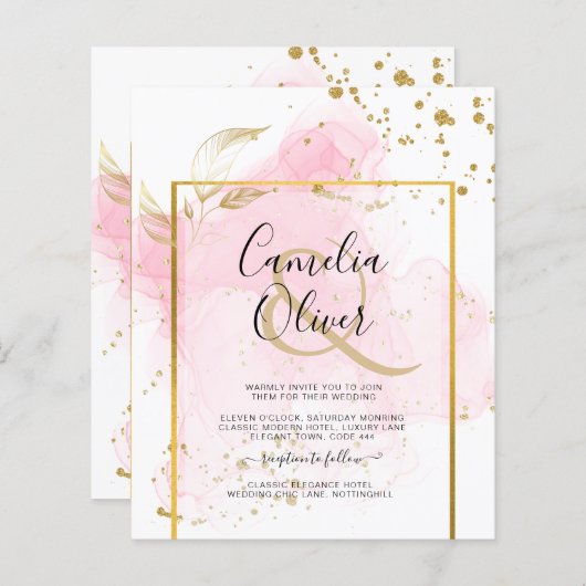 PINK GOLD WEDDING Alcohol Inkt Abstract (Voorkant / Achterkant)