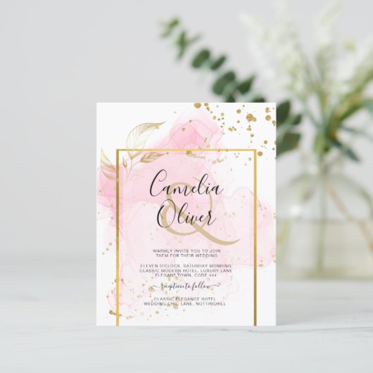 PINK GOLD WEDDING Alcohol Inkt Abstract (Staand voorkant)