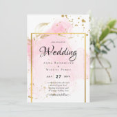 PINK GOLD WEDDING Alcohol Inkt Abstract Kaart (Staand voorkant)