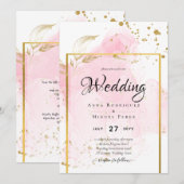 PINK GOLD WEDDING Alcohol Inkt Abstract Kaart (Voorkant / Achterkant)