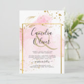 PINK GOLD WEDDING Alcohol Inkt Abstract Kaart (Staand voorkant)