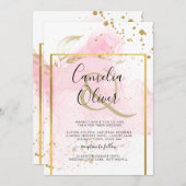 PINK GOLD WEDDING Alcohol Inkt Abstract Kaart (Voorkant / Achterkant)