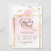 PINK GOLD WEDDING Alcohol Inkt Abstract Kaart (Voorkant)
