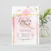 PINK GOLD WEDDING Alcohol Inkt Abstract Kaart (Staand voorkant)