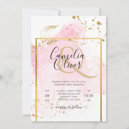 PINK GOLD WEDDING Alcohol Inkt Abstract Kaart