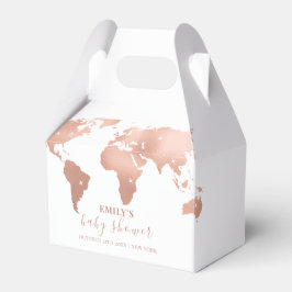 Pink Gold Wereldkaart Travel Adventure Baby shower Bedankdoosjes