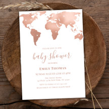 Pink Gold Wereldkaart Travel Adventure Baby shower