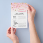 Pink Gold White Baby shower WORD SCRAMBLE Flyer (Hand)