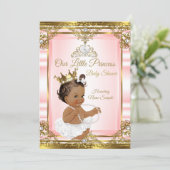 Pink Gold White Pearl Princess Baby shower Dark 2 Kaart (Staand voorkant)