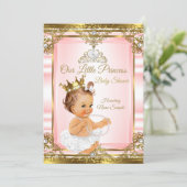 Pink Gold White Pearl Princess Baby shower Light Kaart (Staand voorkant)