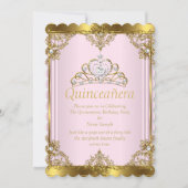Pink Gold White Pearl Princess Quinceanera 2 Kaart (Voorkant)