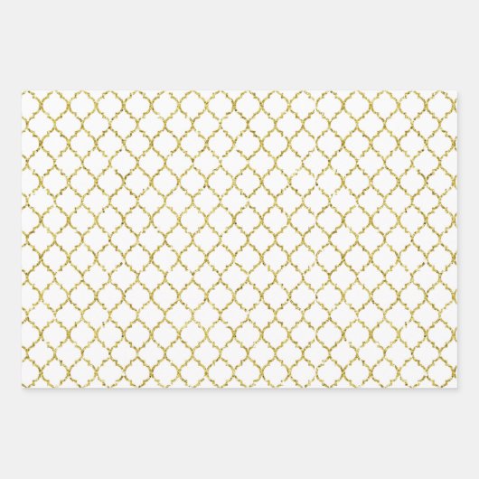 PINK GOLD WHITE POLKA DOTS & DIAMOND PATTERN INPAKPAPIER VEL (Voorkant 3)