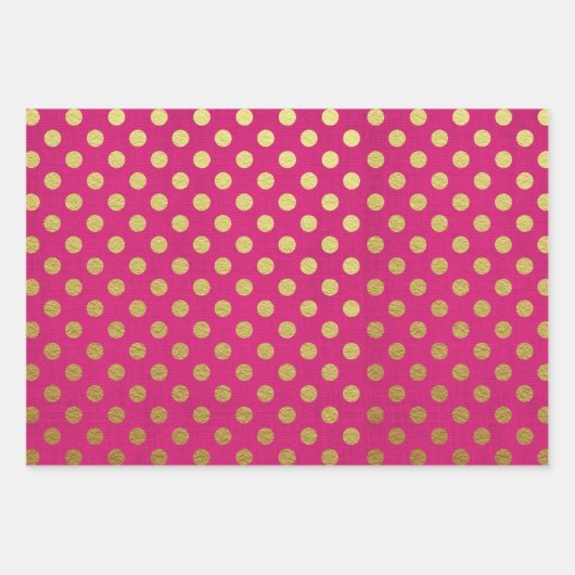 PINK GOLD WHITE POLKA DOTS & DIAMOND PATTERN INPAKPAPIER VEL (Voorkant)