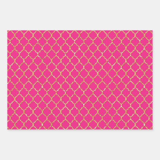 PINK GOLD WHITE STRIPES EN DIAMOND PATTERN INPAKPAPIER VEL (Voorkant 3)