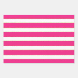 PINK GOLD WHITE STRIPES EN DIAMOND PATTERN INPAKPAPIER VEL