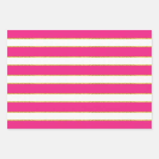 PINK GOLD WHITE STRIPES EN DIAMOND PATTERN INPAKPAPIER VEL (Voorkant)