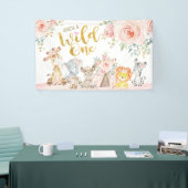 Pink Gold Wild Eén Oerwoud Safari Animals, zaterda Spandoek (Beurs)