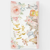 Pink Gold Wild Eén Oerwoud Safari Animals, zaterda Spandoek (Verticaal)