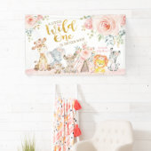 Pink Gold Wild Tribal Oerwoud Safari Baby shower Spandoek (Insitu)