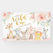 Pink Gold Wild Tribal Oerwoud Safari Baby shower Spandoek (Horizontaal)