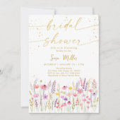Pink Gold Wildflower Vrijgezellenfeest Kaart (Voorkant)
