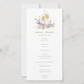Pink Gold Wine Glasses Floral Wedding Programme Bedankkaart (Voorkant)