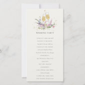Pink Gold Wine Glasses Floral Wedding Programme Bedankkaart (Achterkant)