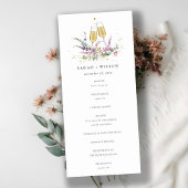 Pink Gold Wine Glasses Floral Wedding Programme Bedankkaart