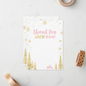 Pink & Gold Winter Matching bedankbriefje Notitiekaartje (Voorkant / Achterkant in situ)