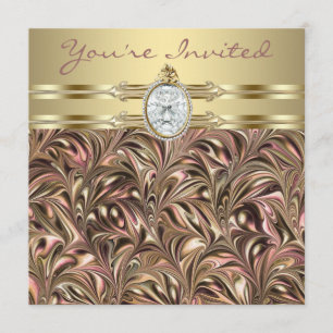 Pink Gold Womans Birthday Party Invitations Kaart
