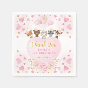Pink Gold Woodland Liefste Valentijnse Birthday Servet