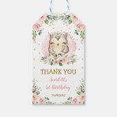 Pink Gold Woodland Uil Roze Rozen Verjaardagsgunst Cadeaulabel (Voorkant)