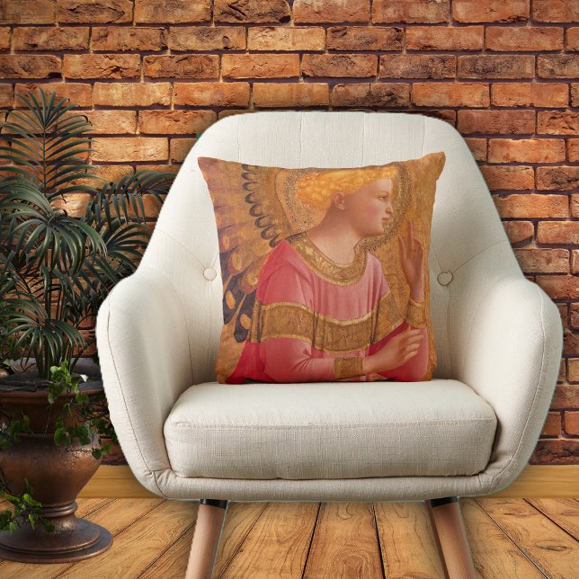  Pink Golden Christelijke Angel Kussen (Christian Angle figure pink gold dress golden halo on home decor pillow.)