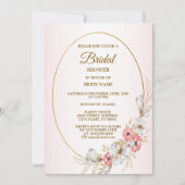 Pink Golden Floral Geometric Peach Bridal Shower Kaart (Voorkant)