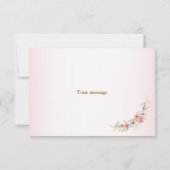 Pink Golden Floral Geometric Peach Wedding Bedankkaart (Achterkant)