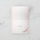 Pink Golden Floral Geometric Peach Wedding Bedankkaart (Binnen)
