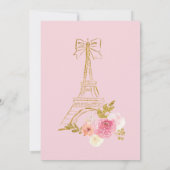 Pink Golden Floral Paris Chic Quinceanera Kaart (Achterkant)
