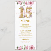 Pink Golden Mis Quince Quinceañera Menu (Voorkant)