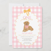 Pink Golden Retriever eerste verjaardagsfeestje Kaart (Voorkant)