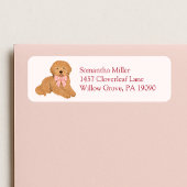 Pink Goldendoodle Puppy Dog Return Address Label