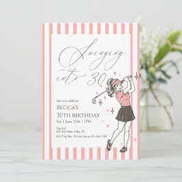 Pink Golf 30th Birthday Party Swinging Into 30 Kaart