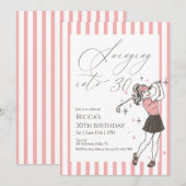 Pink Golf 30th Birthday Party Swinging Into 30 Kaart (Voorkant / Achterkant)