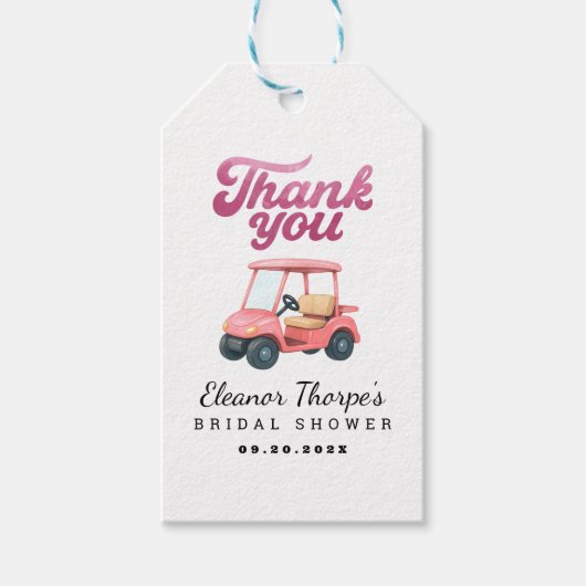 Pink Golf Baby shower Dank u Label Cadeaulabel (Voorkant)