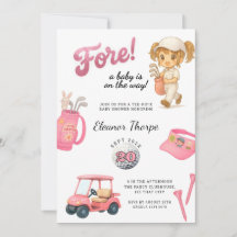 Pink Golf Baby shower Invitation Pink