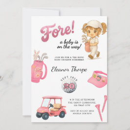 Pink Golf Baby shower Invitation Pink Kaart