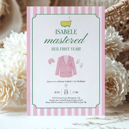 Pink Golf Birthday Invitation Template Girls FirsT Kaart