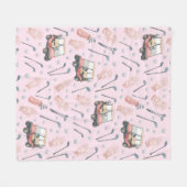 Pink Golf Cart Pattern Lady Golfer  Fleece Deken (Voorkant (Horizontaal))