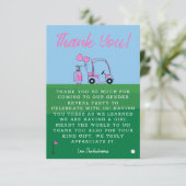 Pink Golf Gender Reveal Party Dank u Bedankkaart (Staand voorkant)